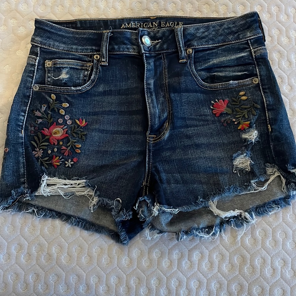 AE Next Level Stretch Hi-rise Shortie Embroidered Shorts